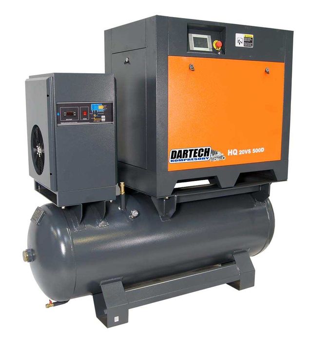 Kompresor śrubowy DARTECH HQ-20VS-500D, 15kW, 1200-2000 l/min 10 bar, falownik , osuszacz NOWY GWARANCJA