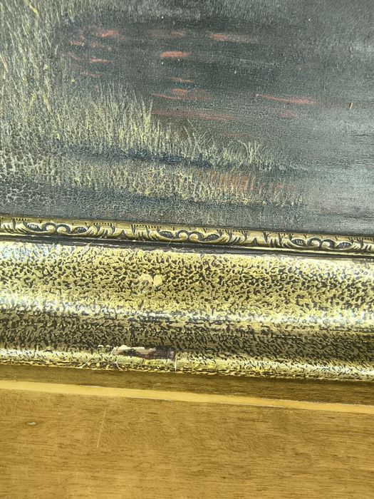 Obraz olejny na desce – Zachód słońca, sygnowany