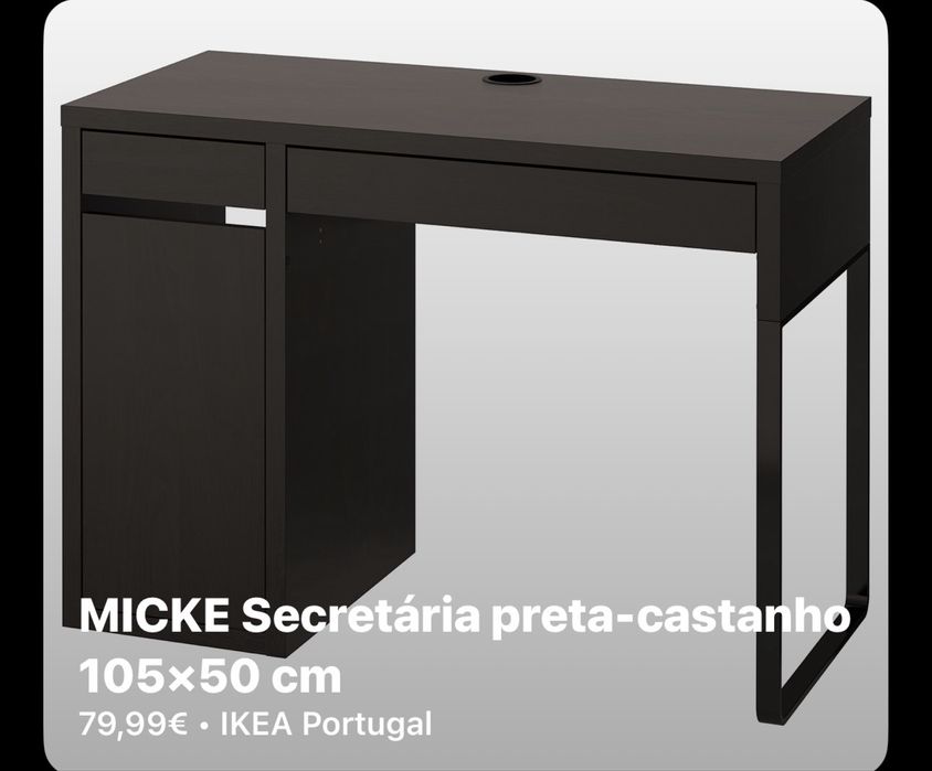 Mesa Micke do Ikea nova preta 105x50cm