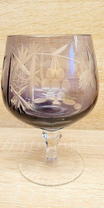 REMER Kryształowy Dymiony Fioletowy Kieliszek Winogrona Vintage