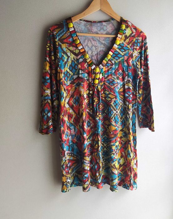 Wallis kolorowa luźna Sukienka z kamykami r.38/40 M/L