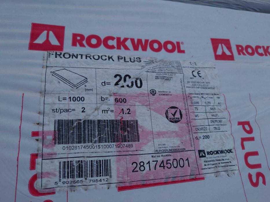 Rockwool Frontrock Plus wełna mineralna elewacyjna 20 cm, 7 opakowań - 8,4 m2