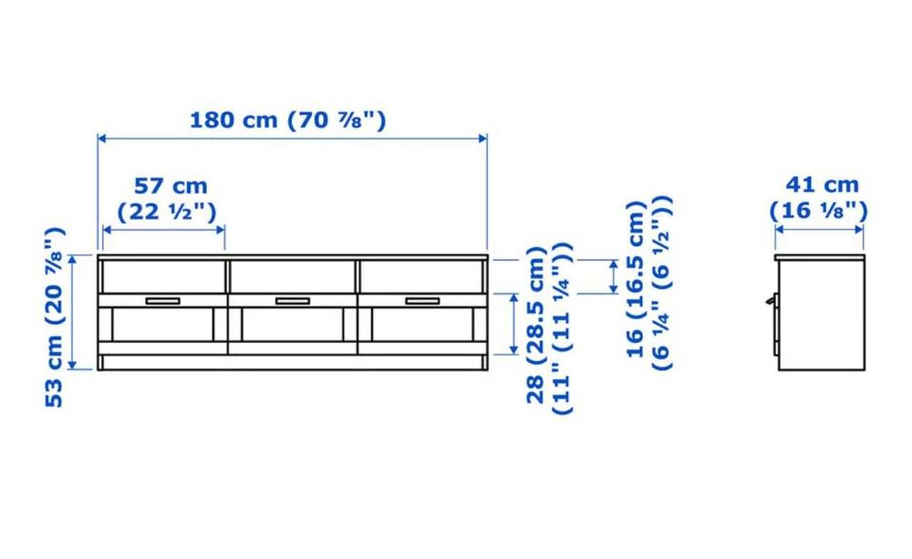 Móvel TV IKEA Branco c/ 3 Gavetas