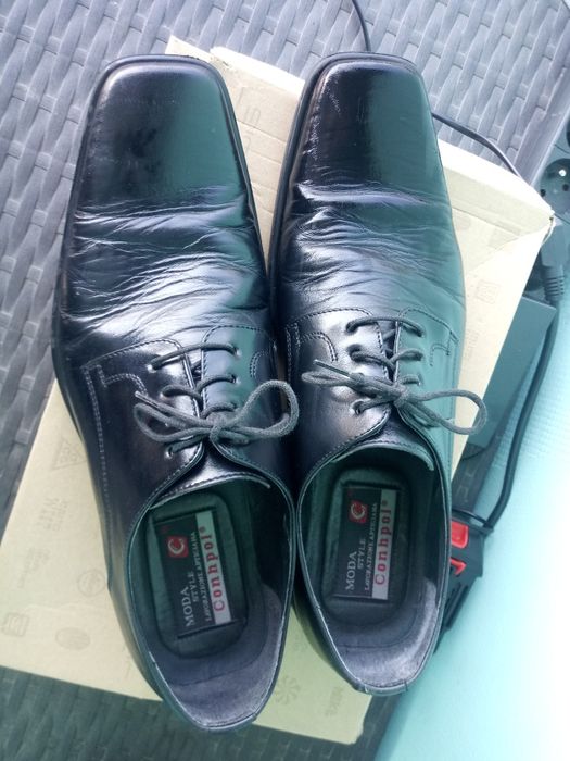 Buty męskie czarne skórzane rozmiar 44 Moda Style Conhpol