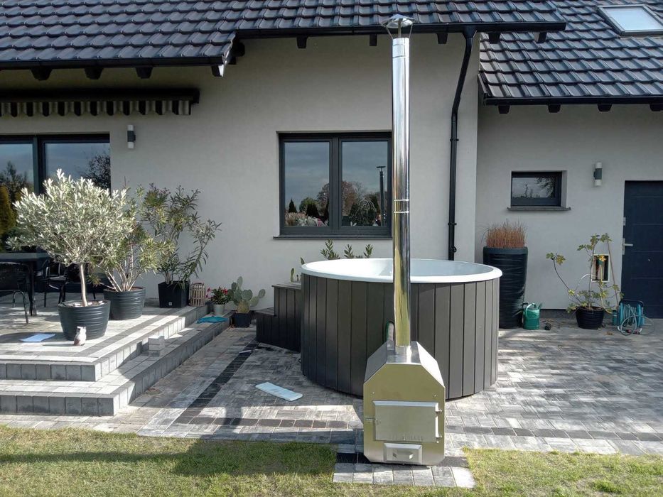 Balia ogrodowa 200x105 hydromasaż aeromasaż lampa LED piec zew