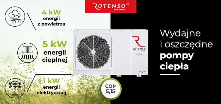 Pompa ciepła Rotenso Aqami split 12kw cała kotłownia z montażem