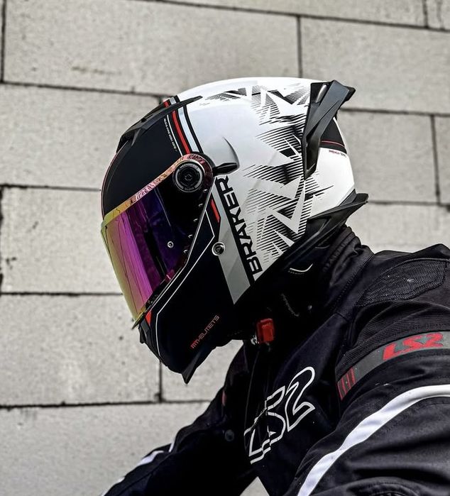 Мото шолом MT braker SV шлем MT helmet CHARM A1 Matt іспанський білий