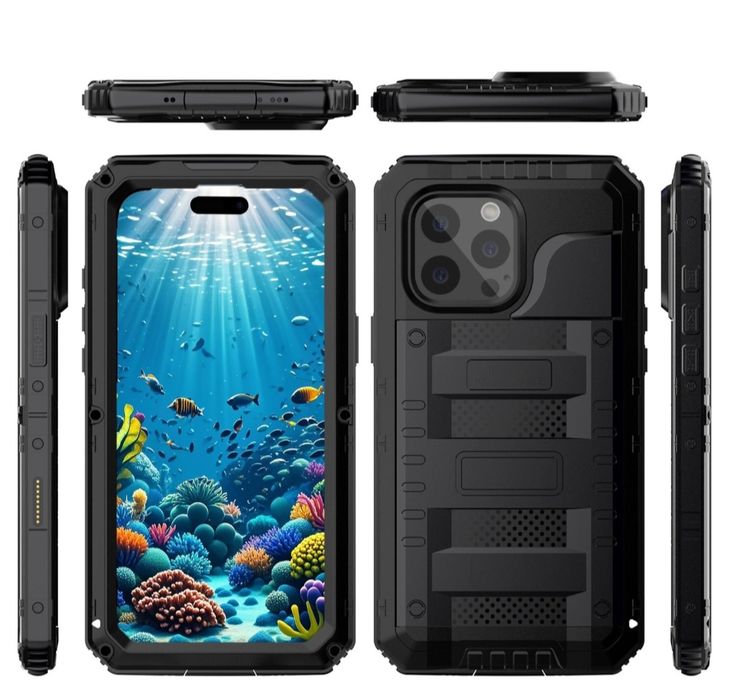 Etui Pancerne iPhone 16 Pro Max Metal Silikon Hybrid 4w1 Wodoodporne