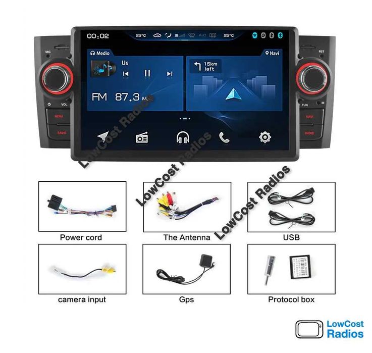 Auto Rádio 9' FIAT PUNTO E LINEA 2005 a 2015 | GPS ANDROID 15 BT USB | CARPLAY • ANDROID AUTO