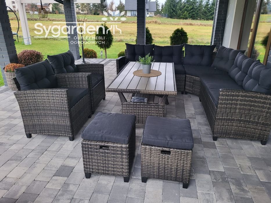 PROMOCJA!Zestaw mebli ogrodowych,Konifera, rogówka,2 fotele,2 pufy,