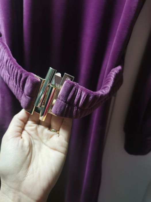 SUKIENKA midi WELUROWA śliwka fiolet NOWA