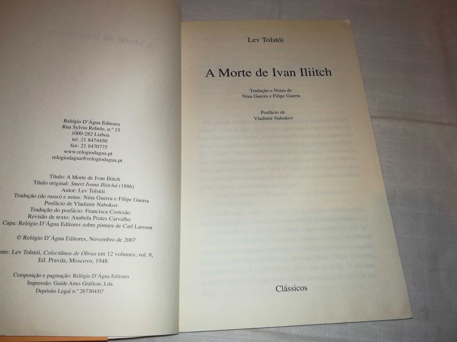 a morte de ivan iliitch (lev tolstói) 2007 livro