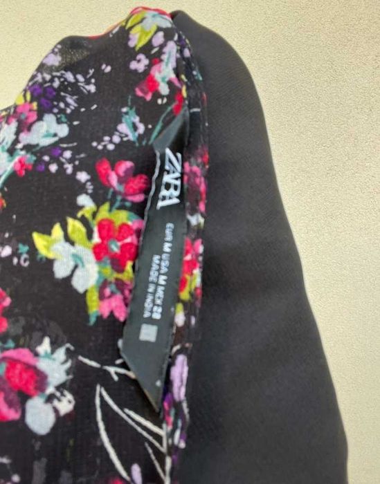 Zara długa maxi szyfonowa sukienka w kwiaty