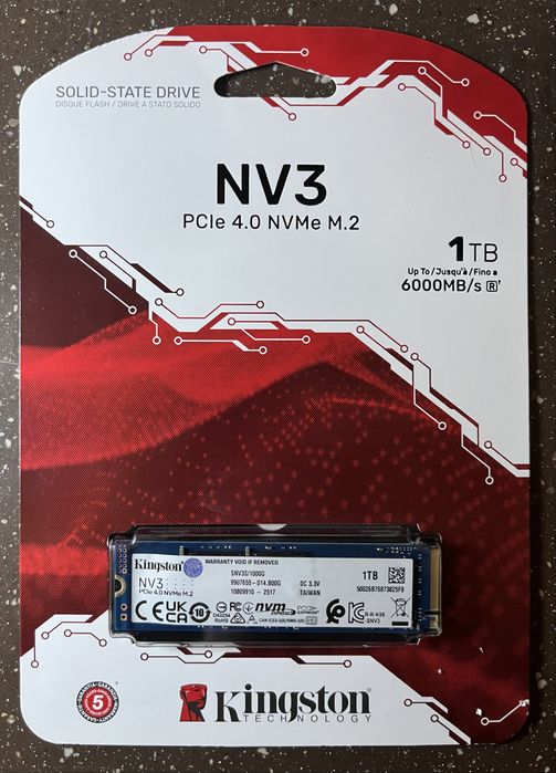 SSD накопичувач KINGSTON NV3 1TB M.2 2280 NVMe PCIe 4.0 x4 3D NAND