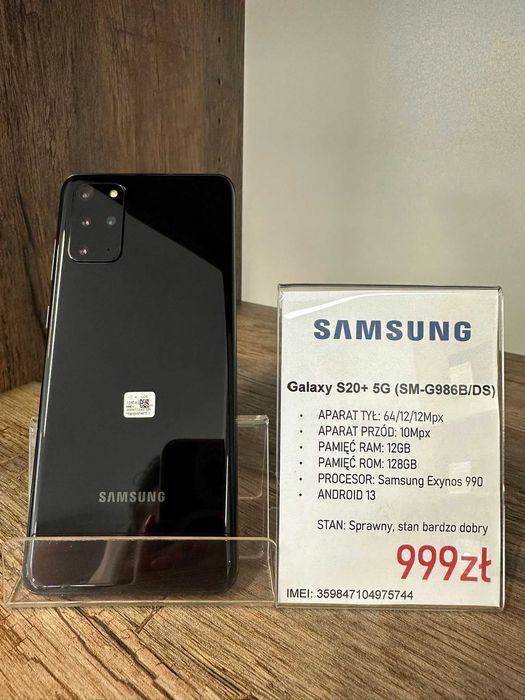 Smartfon Telefon Samsung Galaxy S20+ 5G (SM-G986B/DS) 12/128GB stan bdb gwarancja