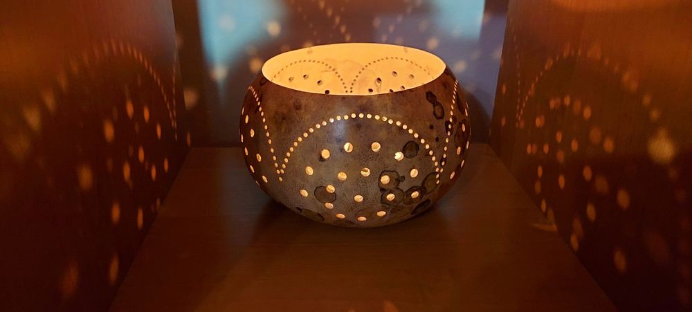 Świecznik z tykwy rękodzieło