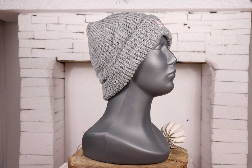 Czapka Jesienna Damska Zimowa Ciepła Szara Dziana Modna Beanie