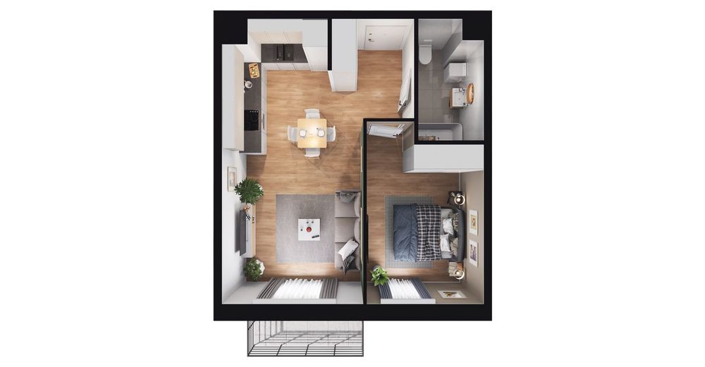 2-pokojowe mieszkanie 39 m² + balkon Bezpośrednio - Widok 3