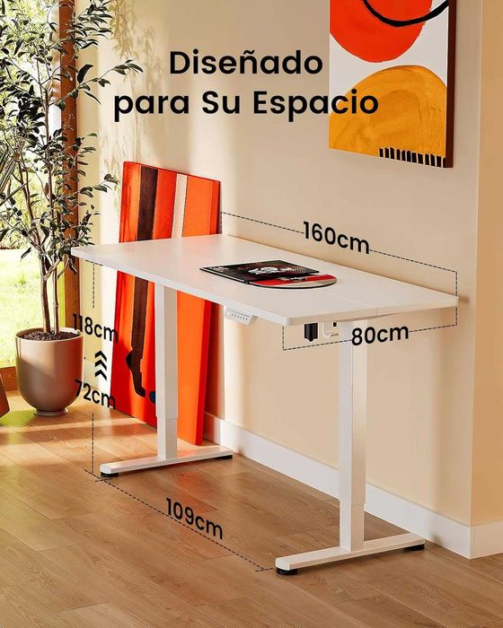Secretária Elétrica Elevatória (160x80cm) - Permite Trabalhar Em Pé Ou Sentado.