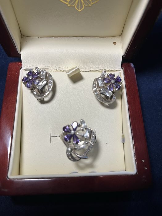 Срібні вінтажні  каблучки та сережки