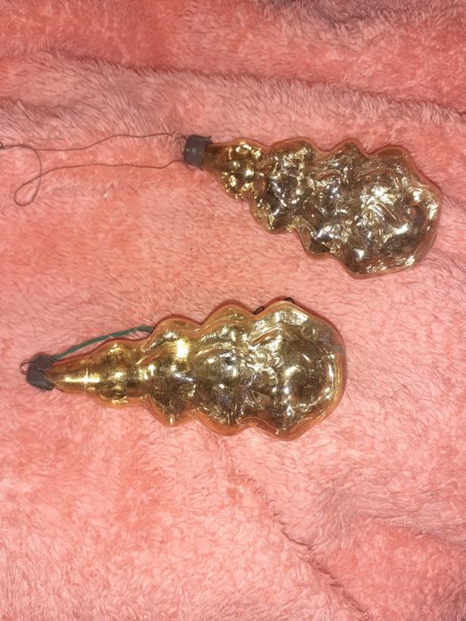 Винтажаяна ёлочная игрушка золотистая ёлочка украшения СССР на ёлку