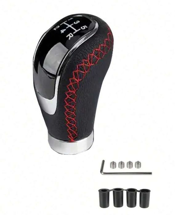 Cabeça de mudanças desportiva vermelha e preta