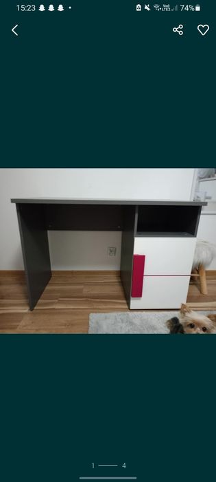 meble do pokoju biało szaro ciemno różowe