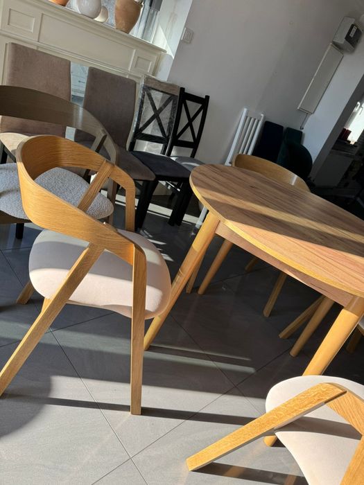 ZESTAW Stół FI 100 + 4x krzesło drewniane od ręki