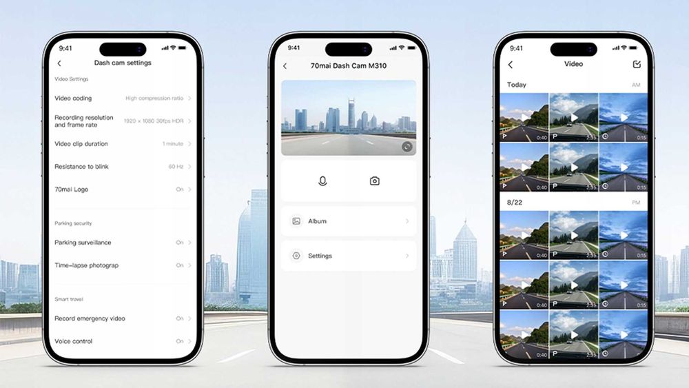 Wideorejestrator 70mai M310 QHD WiFi nagrania nocne F2.0 time lapse FV