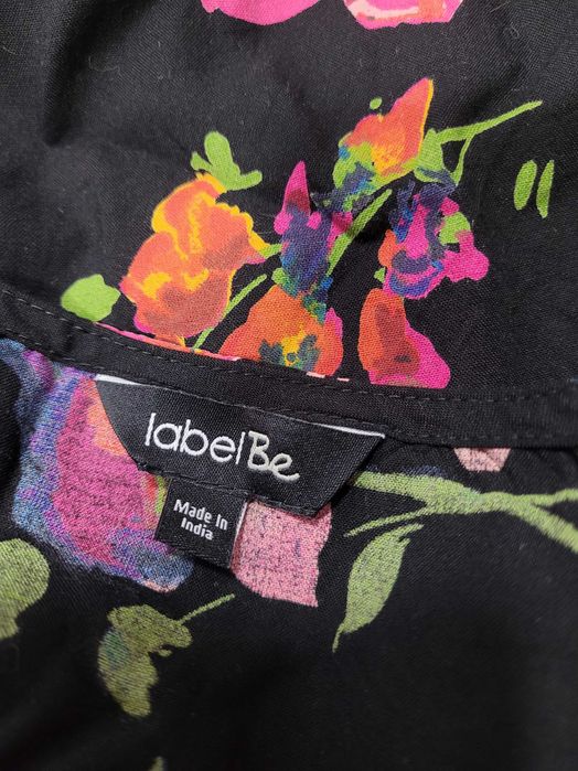 Nowa czarna sukienka 48,4XL wzór kwiaty LabelBe plus size