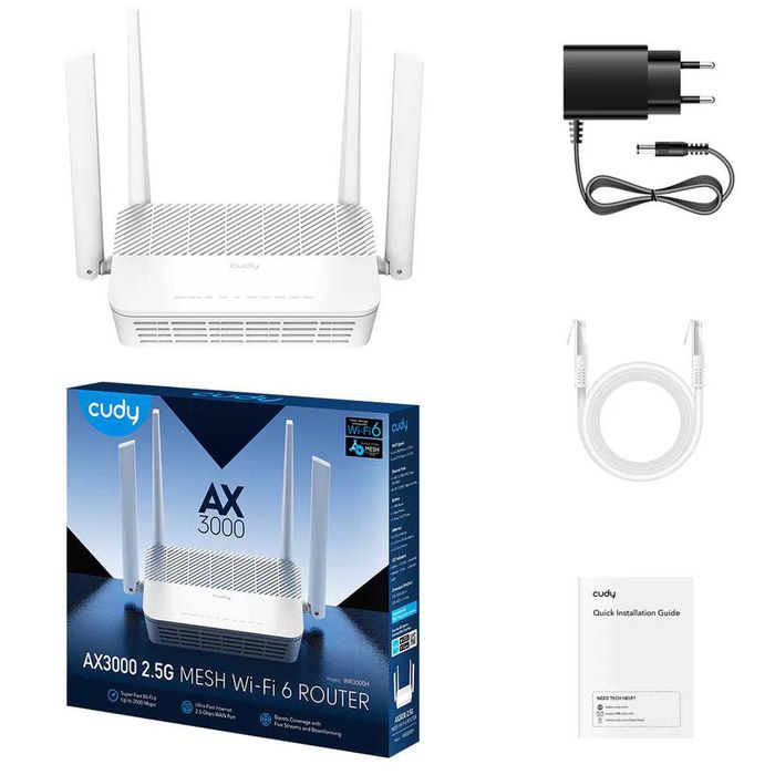 Router CUDY WR3000H Wi-Fi 6, 2,4GHz/5GHz, Multi-Gigabit, MESH