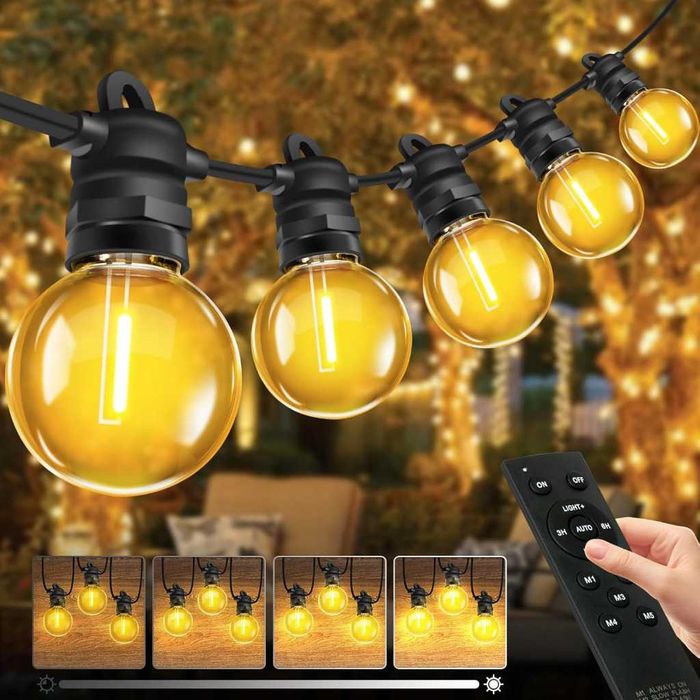 Girlanda świetlna ogrodowa 20m 25 LED z pilotem