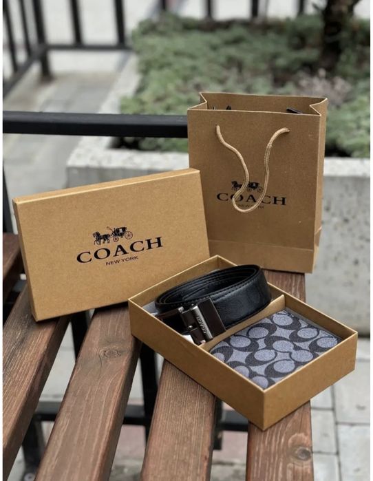 Чоловічий набір Coach/ ремінь + гаманець