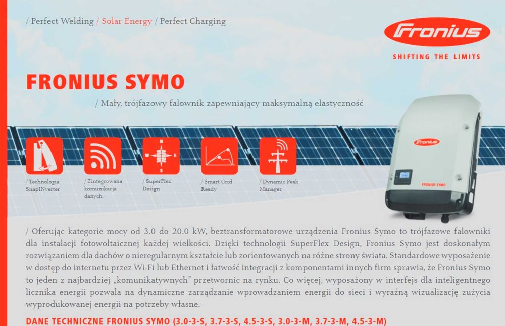 Falownik Fronius Symo 7.0 3M używany 3 lata 100% sprawny inwerter WiFi