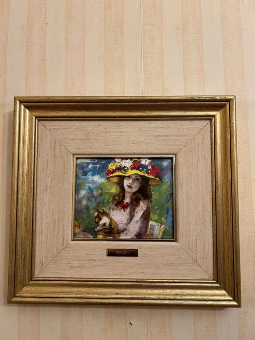 Pintura Renoir - Retrato de Mulher com Chapéu de Flores