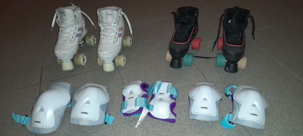 Patins tamanho os brancos 36 e os pretos 32