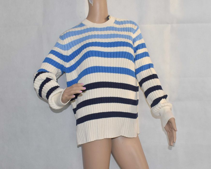 Sweter damski M&S Collection paski biało-niebieski bawełna r.44
