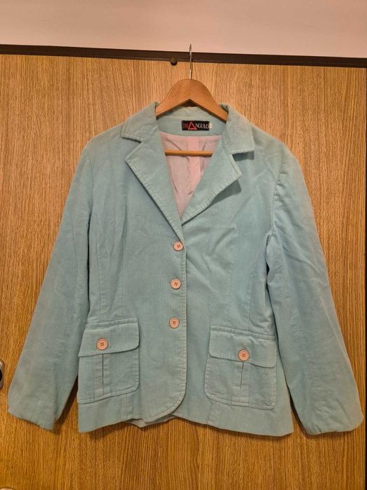 Blazer de senhora em bombazine turquesa Triangulo