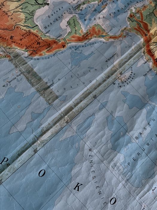 stara mapa fizyczna półkula zachodnia