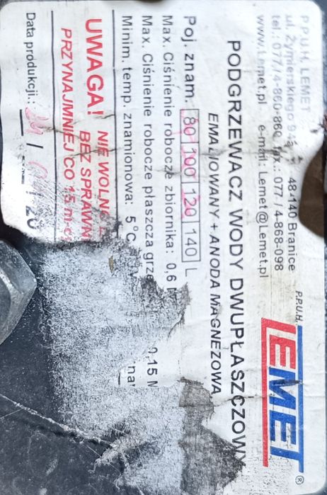 Podgrzewacz wody dwupłaszczowy