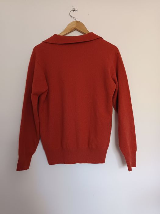 Sweter męski kaszmirowy, S/48 kolor pomidorowy, ceglasty