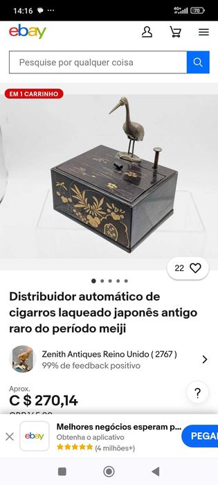 Cigarreira Autónoma Japão séc XIX 14 cm