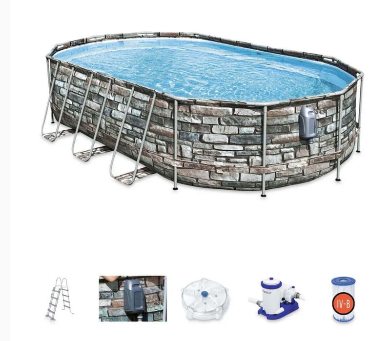 Bardzo duzy Basen POWER STEEL Comfort Jet Series z zestawem 6x3,6x1,2m - Bestway