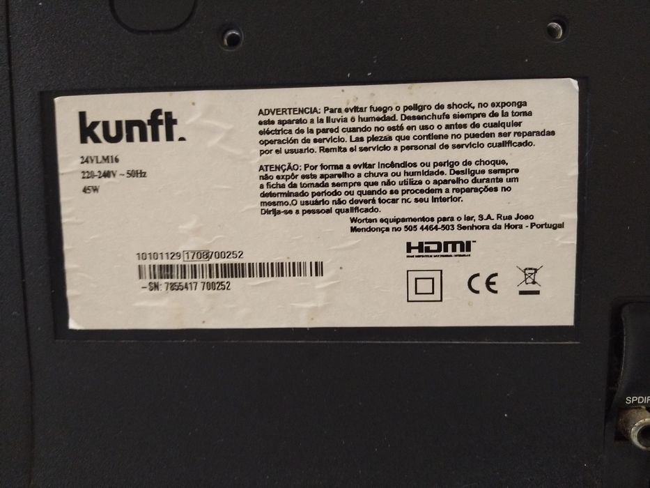 Televisão monitor kunft 24" PEÇAS casa quarto apartamento vivenda.
