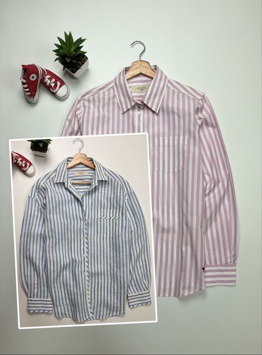 Рубашка хлопковая льняная Weekend Max Mara Women's Striped Shirts Set Cotton Linen Button Down Blouses size S, M