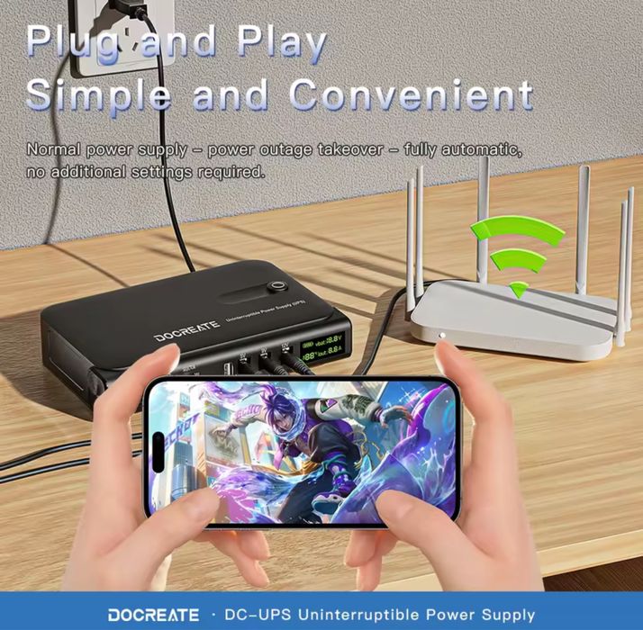 ДБЖ для роутера( UPS).  безперебійник до Wi-Fi, DOCREATE 36W