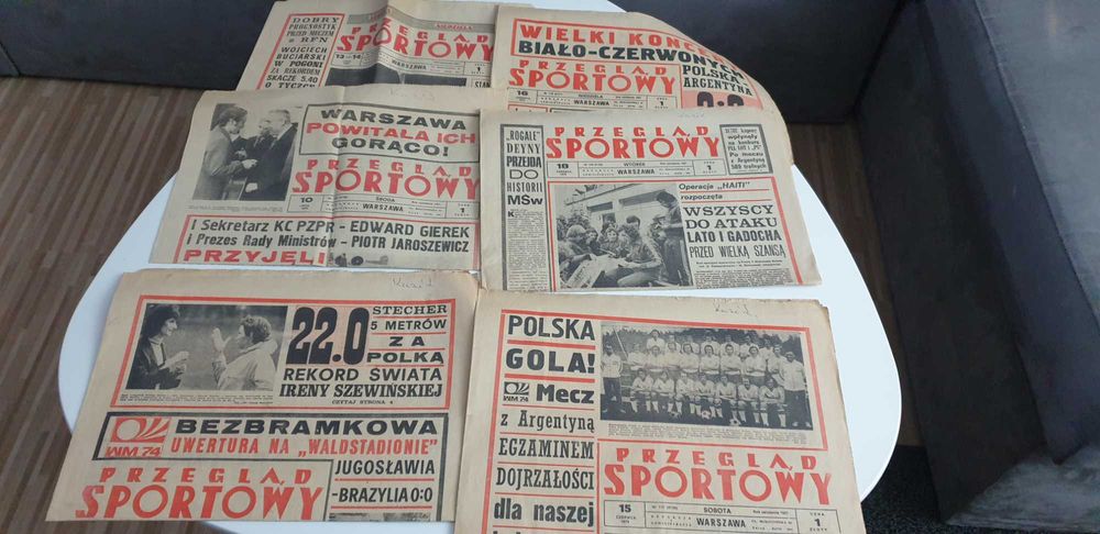 Starocie z Gdyni - Stare gazety - Przegląd Sportowy 1974r. zestaw 6szt
