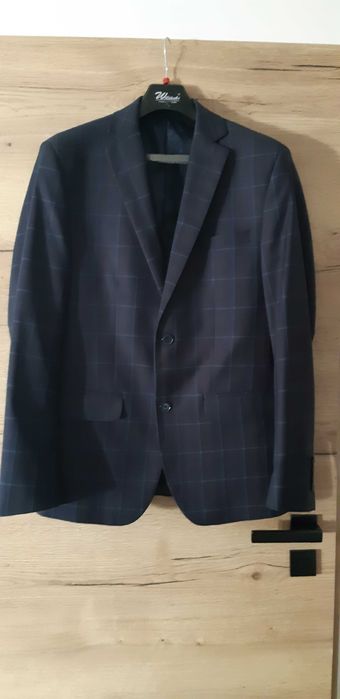 Garnitur młodzieżowy granatowy kratka r. 50 / 176