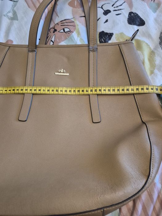 Duża torba shopper bag beżowa camel skóra wittchen