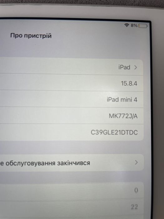Ipad mini 4 128gb LTE (Ios 15.8.4)